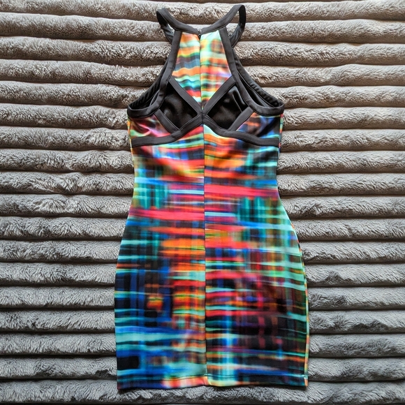 bebe Colorful Halter Mini Dress - Picture 2 of 4